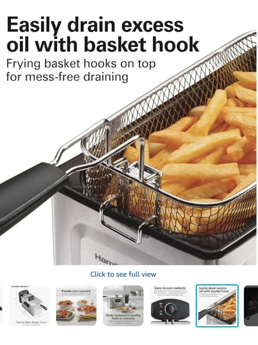 Hamilton Beach Family Style Electric Deep Fryer With Basket 3 Liter NWT